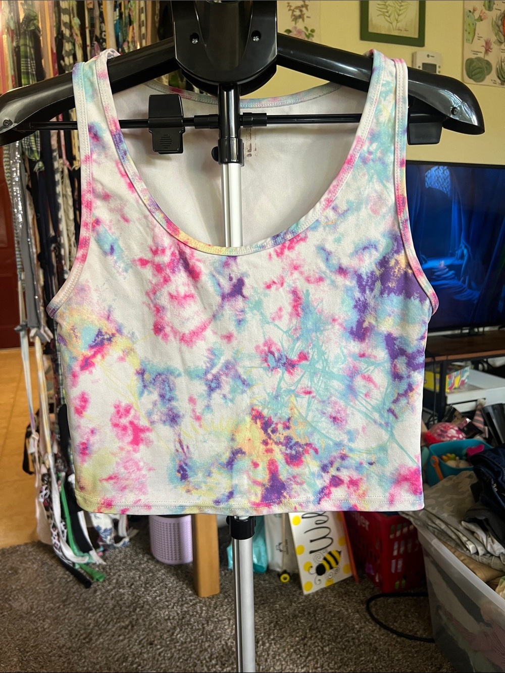 Tie-Dye Crop Tank in Pink & Blue